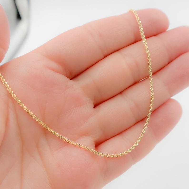 14K Solid Gold Twisted Rope Chain Necklace, Everyday Pendant & Layering Chain. 025CRDLG imagen 5