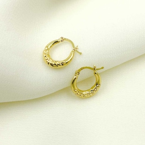 Solid 14K Gold Hollow Hoop Earrings, Ladies Gold Hoops, Hoop Earrings, Ladies Gold Earrings. Best Price. GER138
