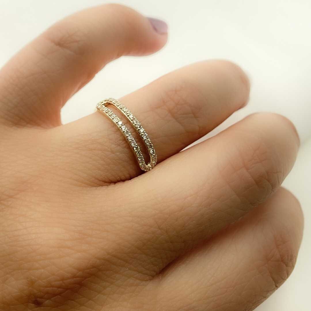 14K Solid Gold Diamond Shape Ring. Minimalist Stacking Ring. Thin Gold ...