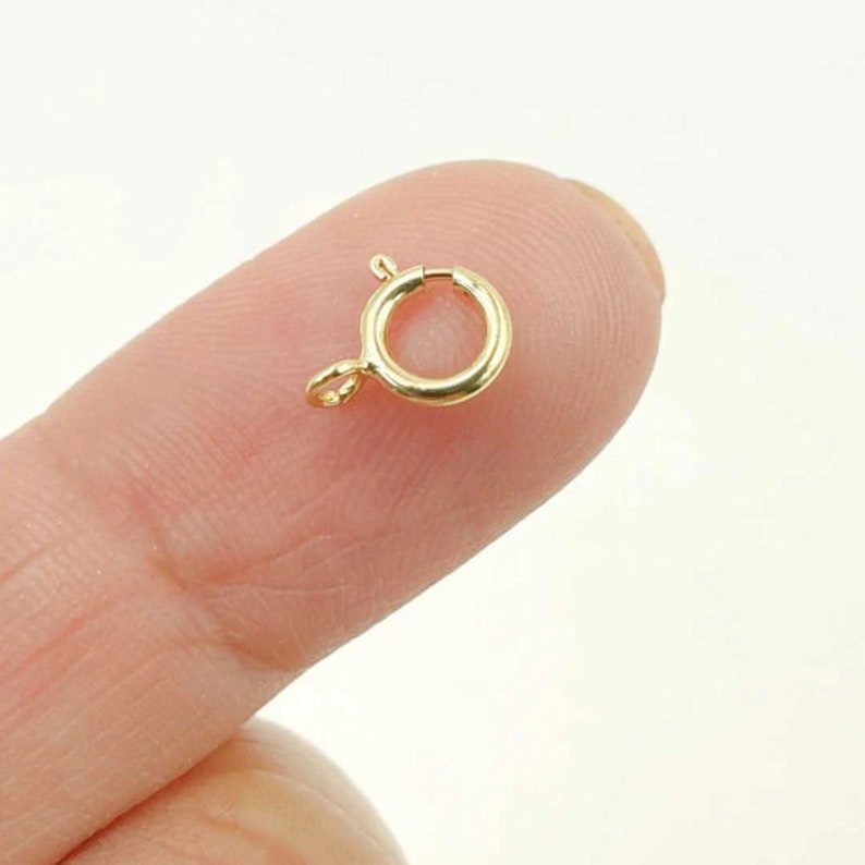 14K Solid Yellow Gold Spring Ring Clasp, Lock Finding, Genuine 14K, Yellow Gold Clasp, Solid Gold Spring Ring. 14K_6mm Spring Ring image 6