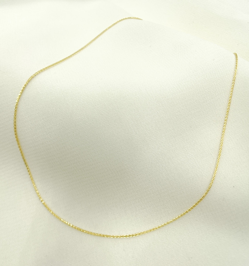 14K Solid Gold Wheat Chain, Minimalist Everyday Gold Necklace. 025SP3TFDT image 5