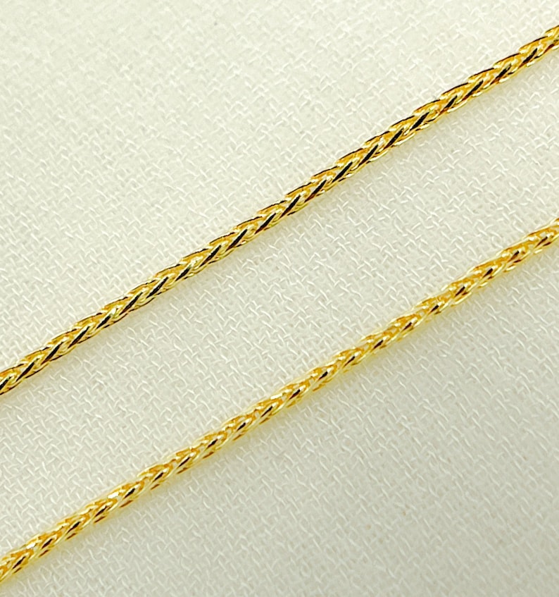14K Solid Gold Wheat Chain, Minimalist Everyday Gold Necklace. 025SP3TFDT image 3