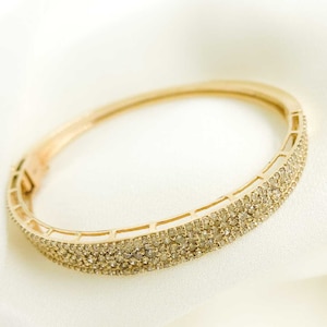 14k Solid Gold Diamond Bangle, Genuine Natural Diamond Bracelet, 14k Solid Gold with Diamonds, 14k Gold Diamond Bangle, KG89