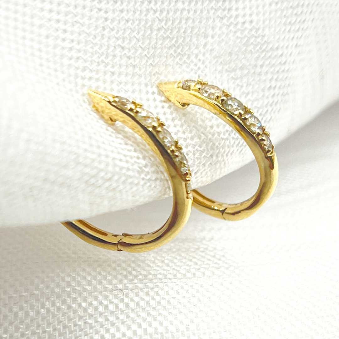 14K Solid Gold Diamond Hoop Earrings. Diamond Hoops, Small Stacking