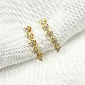 14K Solid Gold Diamond Dangle Earrings. Butterfly Closure. Women Earrings. Gold Jewelry. Dangle Earrings. Triangle Jewelry. EFG52163