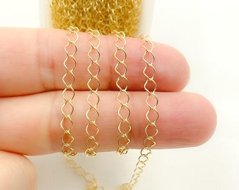 14k Solid Yellow Gold Extension Chain, Tail Extenders, Curb Chain EXTENDER Chain, Solid Gold Chain 4x3mm Link. 040G4LG