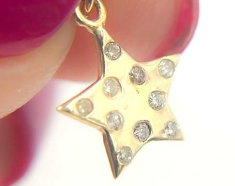 14K Solid Gold Diamond Star Charm, 14k Gold Pendants, Layered Necklace, Charm Medallion, Pendant for Women, Star Pendant. GDP450