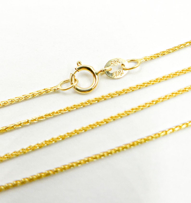 14K Solid Gold Wheat Chain, Minimalist Everyday Gold Necklace. 025SP3TFDT image 4