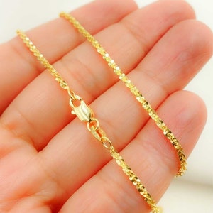 14K Solid Gold Margarita Sparkle Twisted Chain Necklace — Diamond-Cut Rock Chain, Everyday Layering Chain, Made‑to‑Order Luxury. 025RNBFR0