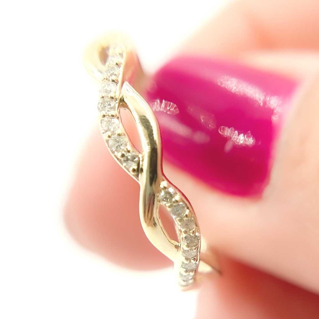 14K Solid Gold Diamond Braid Ring Minimalist Stacking Ring Etsy