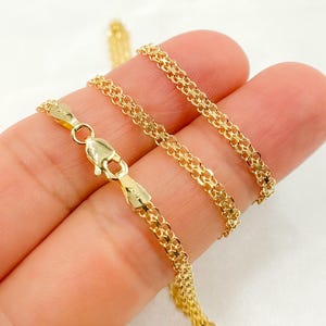 14K Solid Gold Bismark Chain, Real Gold Flat Link Necklace, Unisex Gold Chain, Solid Yellow Gold Necklace, Fine Gold Jewelry. 035R03AC2T2