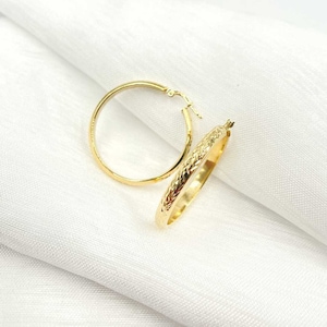 Solid 14K Gold Diamond Cut Hoop Earrings, Ladies Gold Hoops, Hoop Earrings, Ladies Gold Earrings. Best Price. GER160