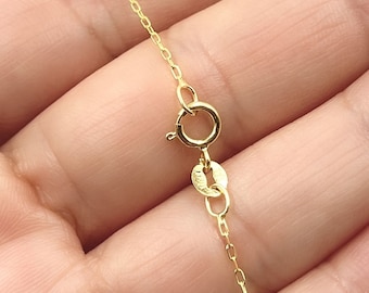 Halsband med gem och kedja i 14 karat massivt guld, minimalistiska vardagssmycken. 025FCLT5