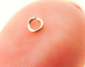 3mm 24ゲージ 14Kソリッドイエローゴールド オープンジャンプリング、永久ジュエリーコネクタ。MFT050DE3-14Y