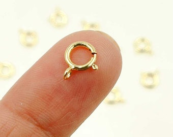 6 mm 14Kソリッドイエローゴールドスプリングリングクラスプ、ジュエリーロックファインディング。SRC2-14K