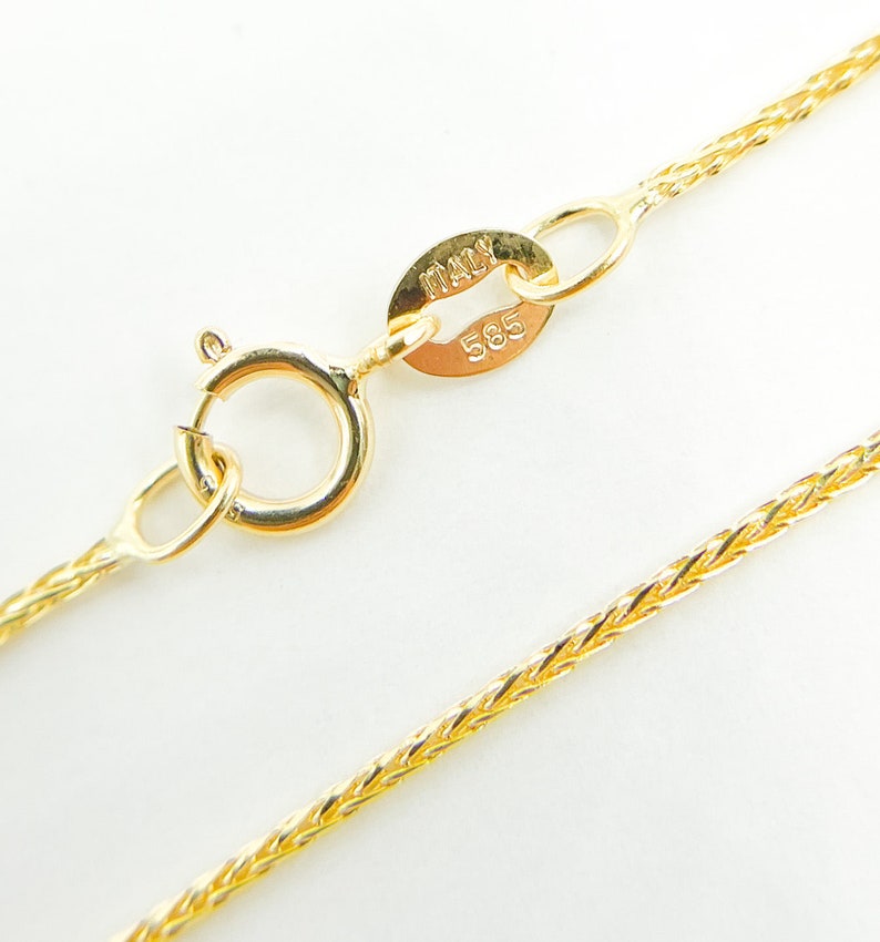 14K Solid Gold Wheat Chain, Minimalist Everyday Gold Necklace. 025SP3TFDT image 2