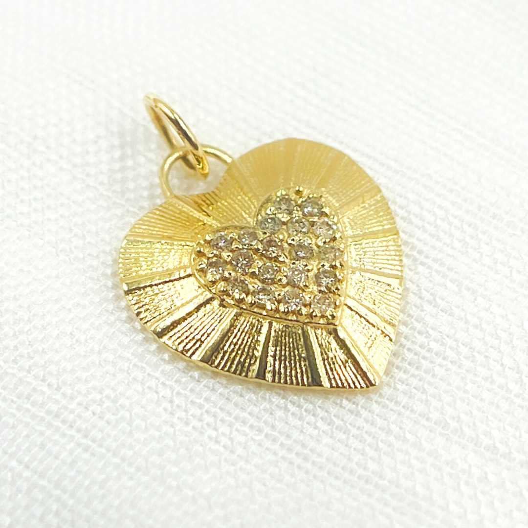 14K Solid Gold Diamond Heart Charm, Gemstone Pendant, Heart Jewelry, Heart Medallion, Pendant for Women, GDP469
