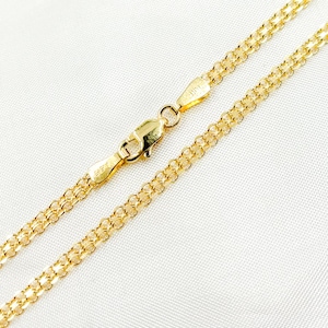 14K Solid Gold Bismark Bracelet, Real Gold Flat Link Chain, Gold Statement Bracelet, Fine Gold Jewelry for Women & Men. 035R03AC2T2Bracelet