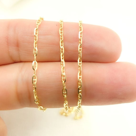 14K Solid Gold Diamond Cut Necklace, 16, 18 & 20 Inches