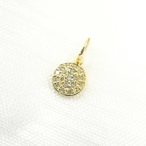 14K Solid Gold Diamond Circle Charm, Circle Pendant, Round Charm, Diamond Pendant, Minimalist Medallion, Diamond Jewelry. Gift. GDP441