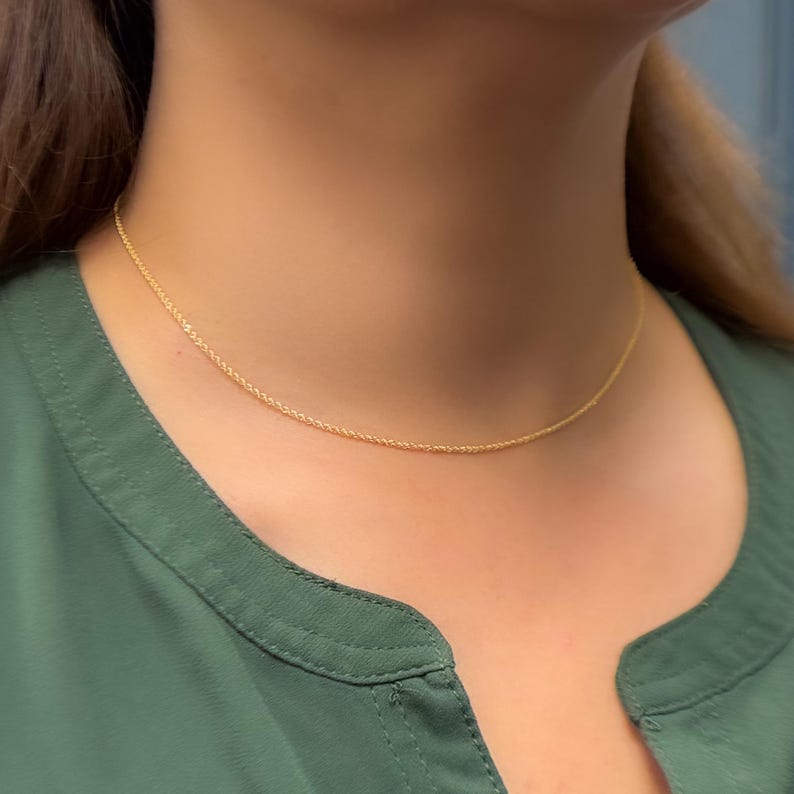 14K Solid Gold Twisted Rope Chain Necklace, Everyday Pendant & Layering Chain. 025CRDLG imagen 3