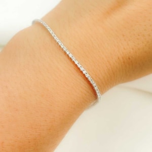 Diamond Tennis Bracelet, 14K Gold Diamond Bracelet, 14K Gold Genuine Natural Diamond Bracelet, Beautiful White Diamond Bracelet, VT20BT113A
