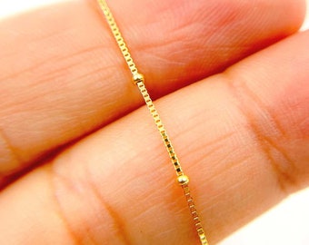 14K Real Gold Satellite Chain Necklace – Snake Rope Gold Chain, Solid 14K Yellow Gold Jewelry, Unisex Layering Necklace. 040VEDS3