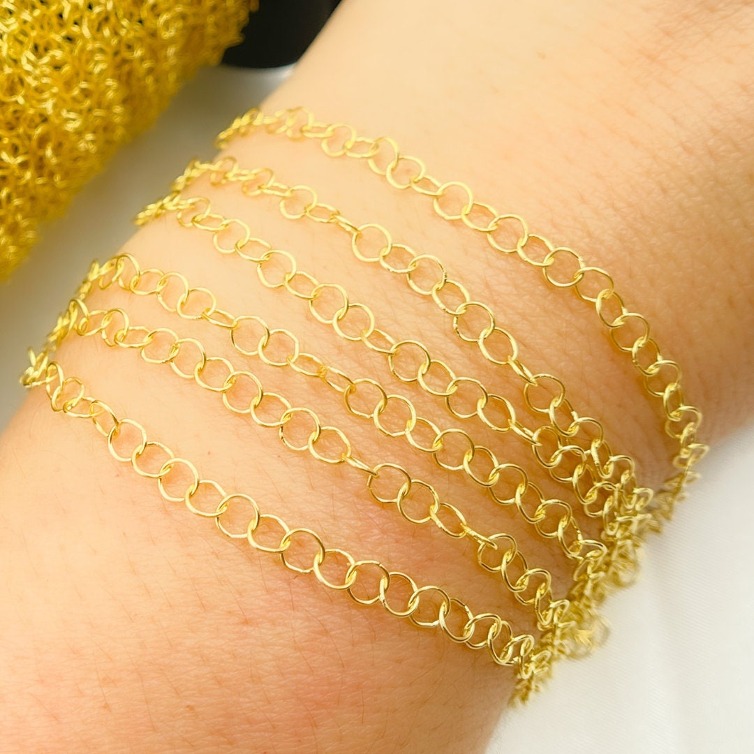 14k Solid Gold Smooth Round Link Chain, Permanent Jewelry, Jewels and