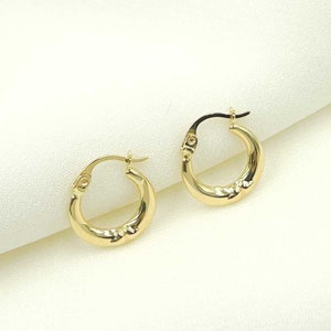 Solid 14K Gold Hollow Hoop Earrings, Ladies Gold Hoops, Hoop Earrings, Chunk Hoop. Best Price. GER136