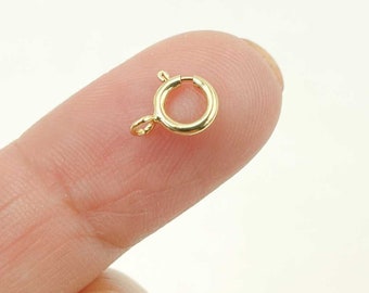 14k Yellow Gold Spring Ring Clasp – Open Jump Ring 5mm Or 6mm – Made In USA