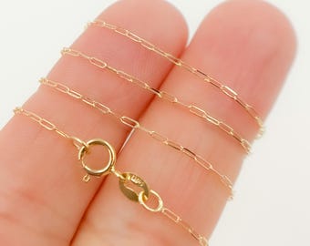 Halsband med gem och kedja i 14 karat massivt guld, unisex smycken för vardagsbruk. 027FVBFVT5