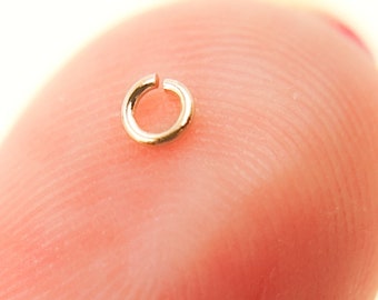 2.5mm 26ga 14K Solid Yellow Gold Open Jump Ring, Permanent Jewelry Connectors. MFT040DE25-14Y