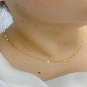 14Kソリッドゴールドフラットマリーナネックレス、ユニセックスチェーン、普段使いに最適。027FV10 画像 4