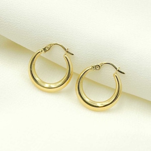 Solide 14K Gold hohl Creolen, Damen Gold Creolen, Creolen, Strukturierte Hoop. Bestpreis. GER143
