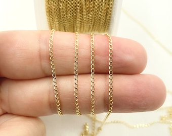 14k Gold Chain by Foot, Cable Chain by Foot, Gold Cable Chain by Foot, Cable Chain for Jewelry, 14k Solid Gold Chains. 030GLBPT2byFt