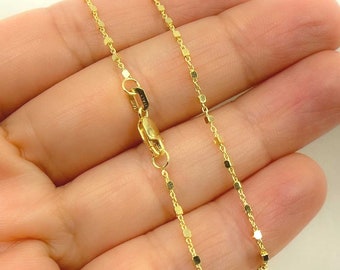 Solid 14K Yellow Gold Cable and Cubes Chain Necklace, Ladies Cable and Cubes Yellow Gold Chain, Trending Gold Chain. 0257601SA