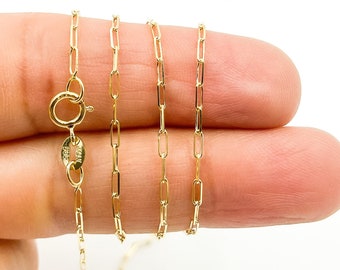 Halsband i 14K äkta guld med gem – Kedja i 14K gult guld, unisex lager-på-lager-halsband, fint smycke för vardagsbruk. 040FVBFVT5