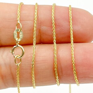 14K Solid Yellow Gold Wheat Chain Necklace, Real Gold Spiga Chain, Genuine 14k Gold Jewelry, Minimalist Everyday Gold Necklace. 025SP3TFDT