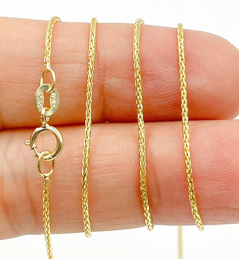 14K Solid Gold Wheat Chain, Minimalist Everyday Gold Necklace. 025SP3TFDT image 1