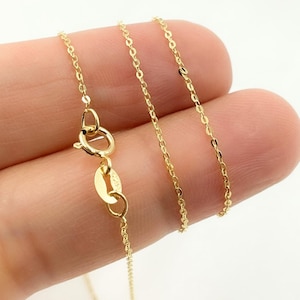 14K Solid Gold Flat Cable Chain Necklace, Cable Solid Gold Necklace, Cable Chain, Solid Gold Chains, Jewels and Chains. 020R03BF