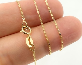 14K Solid Gold Flat Cable Chain Necklace, Cable Solid Gold Necklace, Cable Chain, Solid Gold Chains, Jewels and Chains. 020R03BF