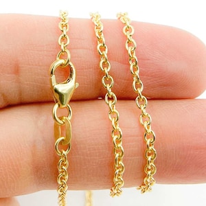 Solid 14K Yellow Gold Cable Chain Necklace, 16, 18 & 20 inches, Unisex Cable Gold Chain, Trending Gold Chain, Gold 14K.Unisex Chain. 050KF