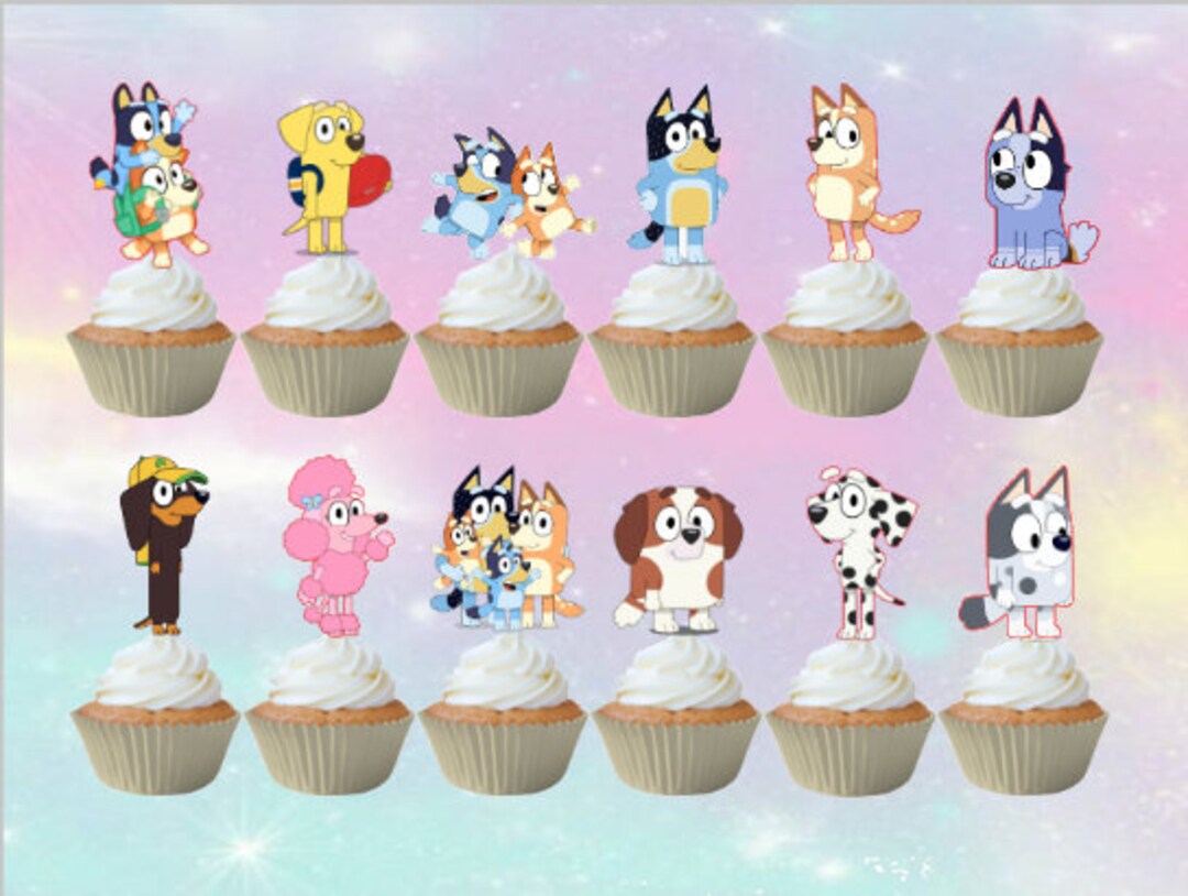 Bluey and Bingo Cupcake Top Bluey and Bingo Birthday Party Etsy