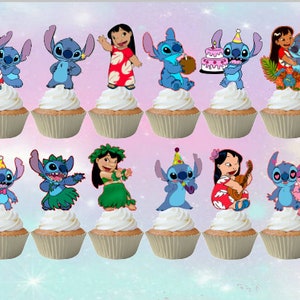Lilo and Stitch Cupcake Top, Lilo and Stitch Birthday, Lilo and Stitch Party and Lilo and Stitch Decorations.