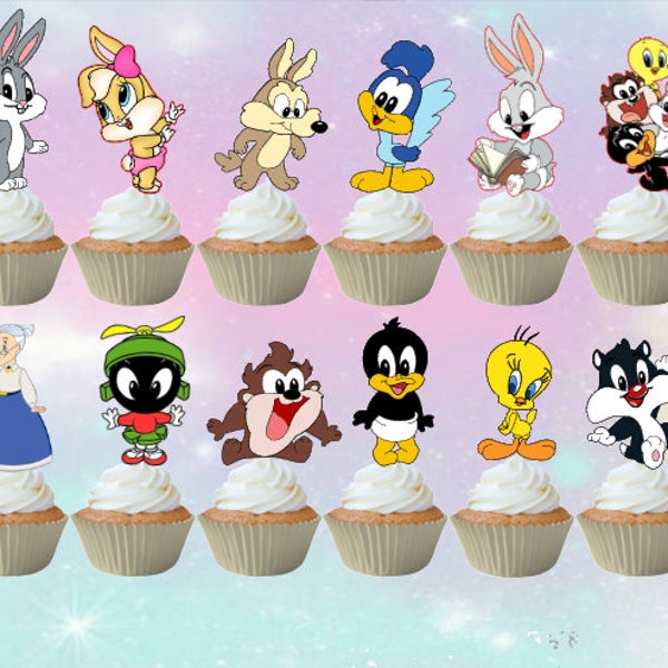 Baby looney tunes cupcake topper , baby looney tunes birthday , baby looney tunes party and baby looney tunes decor .