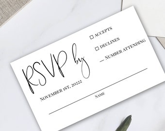 RSVP, Digital Download Template, Minimalist Modern