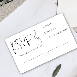 RSVP, Digital Download Template, Minimalist Modern