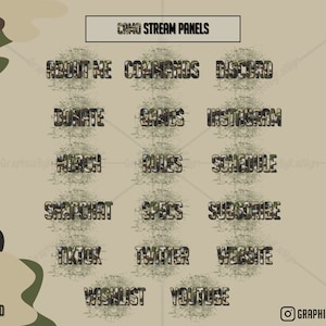 Green Camo Stream Panels For Twitch/Kick