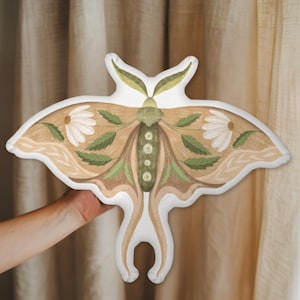 Floral Moth Shaped Pillow – Nature-Inspired Cushion in 3 Sizes | Cottagecore Home & Bedroom Decor
