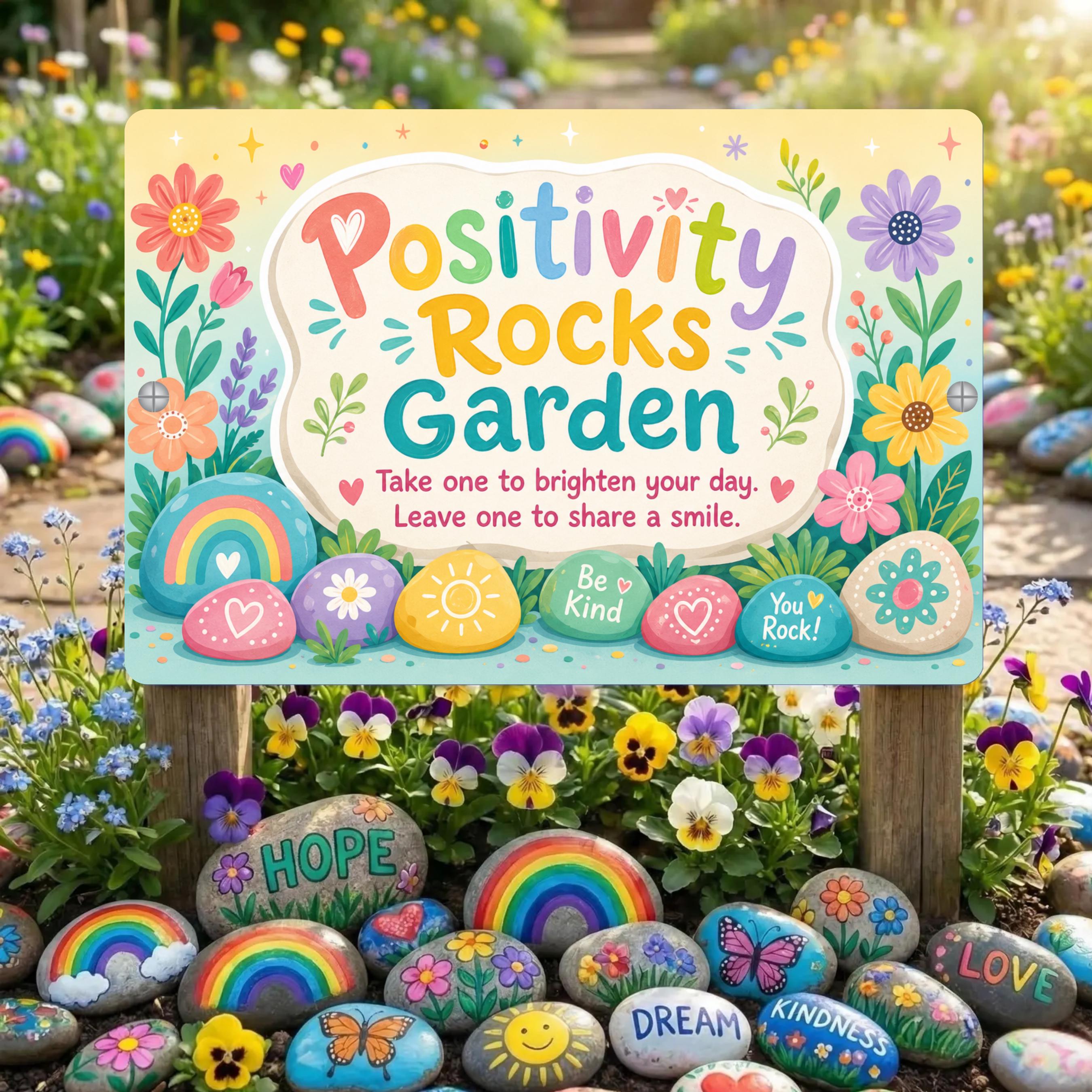 Positivity Rocks Kit Positivity Rocks Garden Sign, Painted Rock Sign, Floral Outdoor Rated ...
